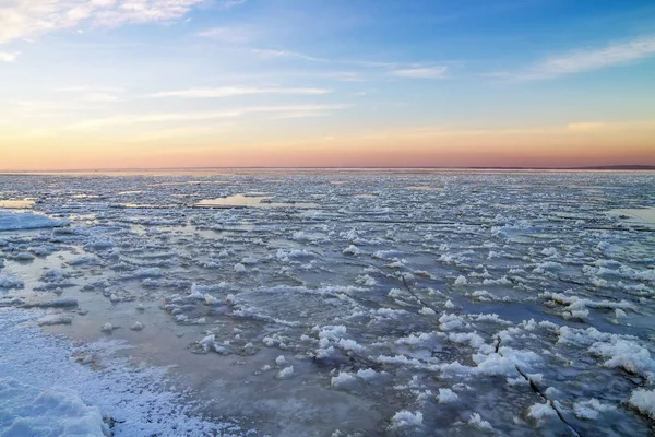 Vinterlandskap Med Solnedgång Himlen Sammansättningen Naturen — Stockfoto