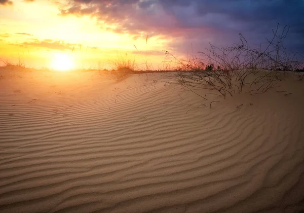 Paisagem bonita com céu por do sol e areia ondulada. Composição do — Fotografia de Stock