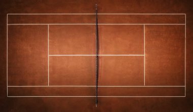 Tenis Clay Court 'da. Kuşun uçuşundan görüntü. 
