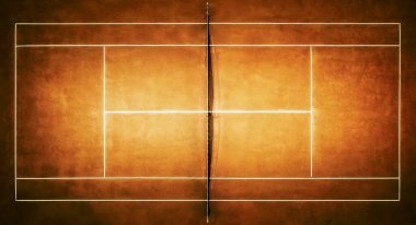 Tenis Clay Court 'da. Kuşun uçuşundan görüntü. 