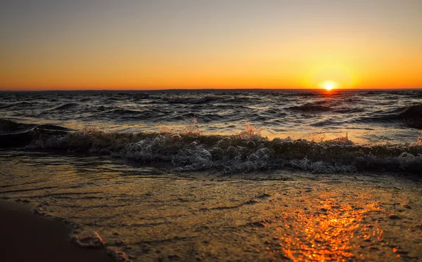 Colorato Oceano Spiaggia Alba Alba Sul Mare Composizione Della Natura — Foto Stock