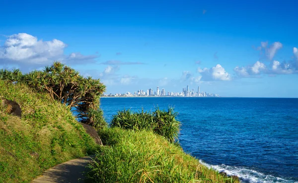 Impresionante Vista Del Horizonte Gold Coast Playa Surf Visible Desde — Foto de Stock