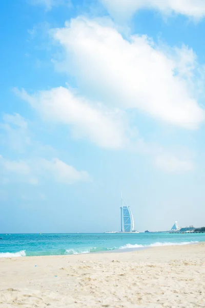 Krásná Tyrkysová Krajina Sufouh Beach Jeden Dubajských Skrytých Drahokamů Známý — Stock fotografie