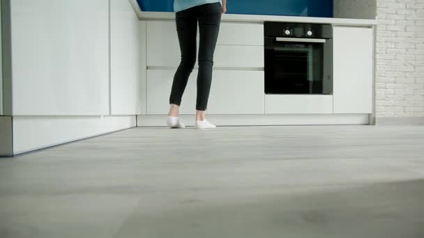 Mops, przybywających do kuchni — Wideo stockowe