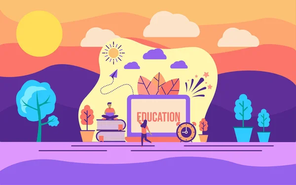 Açık illüstrasyon eğitim Modern düz tasarım kavramı. Afiş, el ilanı, promosyon, pazarlama malzemesi, online reklam, iş sunumu için modern illüstrasyon kavramsal