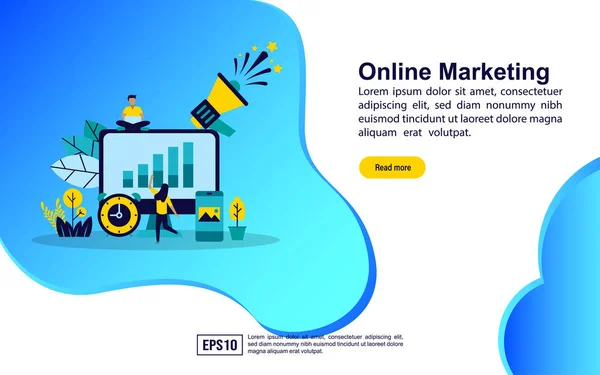 Vektor ilustrace online marketingu. Moderní ilustrace koncepční skládanky, leták, propagace, marketingové materiály, reklama online, obchodní prezentace — Stockový vektor