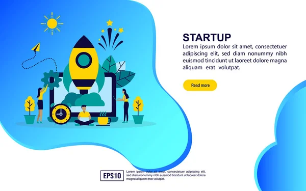 Conceito de ilustração vetorial de startup. Ilustração moderna conceitual para banner, panfleto, promoção, material de marketing, publicidade online, apresentação de negócios — Vetor de Stock