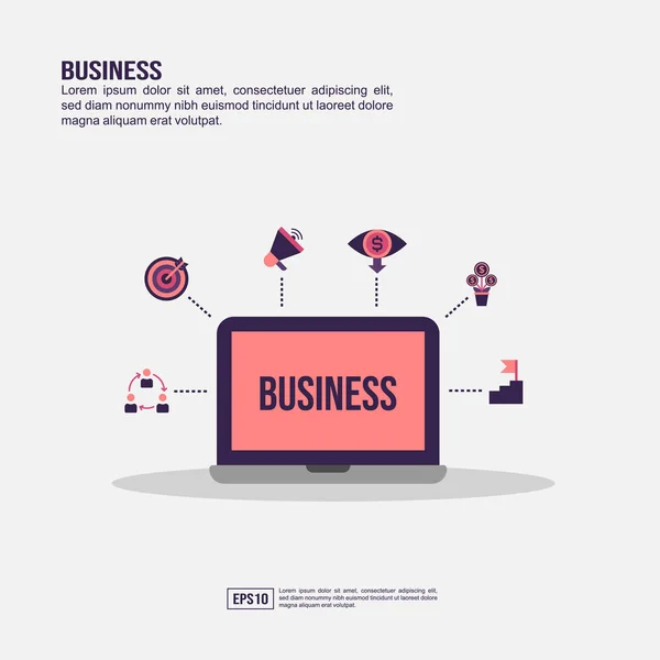 Geschäftskonzept für Präsentation, Promotion, Social Media Marketing und mehr. minimalistische Business-Infografik mit flachem Symbol — Stockvektor