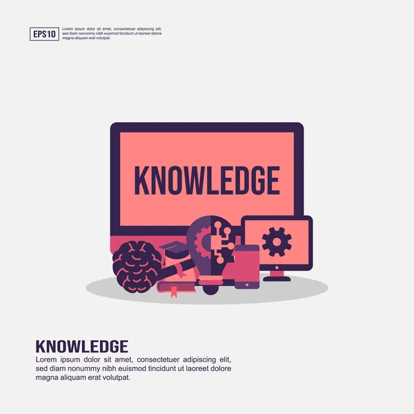 Concepto de conocimiento para presentación, promoción, marketing en redes sociales y más. Infografía minimalista del conocimiento con icono plano — Vector de stock