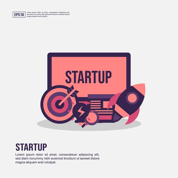 Startup-Konzept für Präsentation, Promotion, Social Media Marketing und mehr. minimalistische Start-up-Infografik mit flachem Symbol — Stockvektor