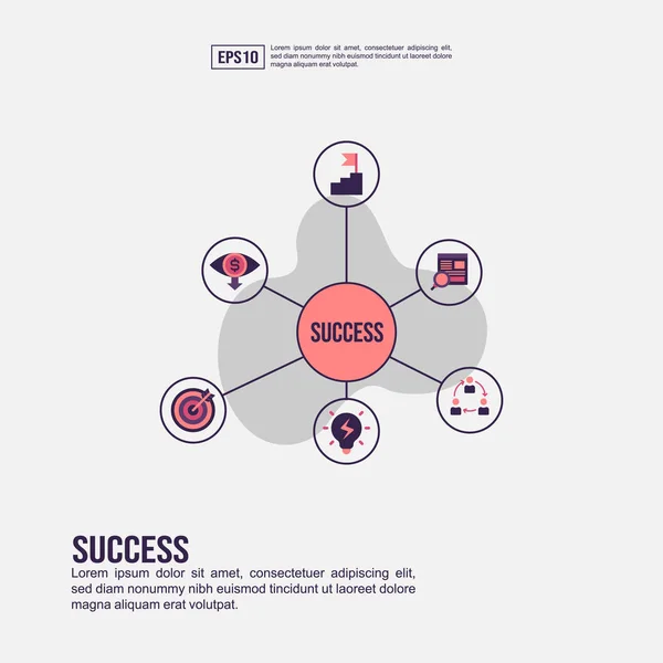 Success concept for presentation, promotion, social media marketing, and more. Minimalist Success infographic with flat icon — Wektor stockowy