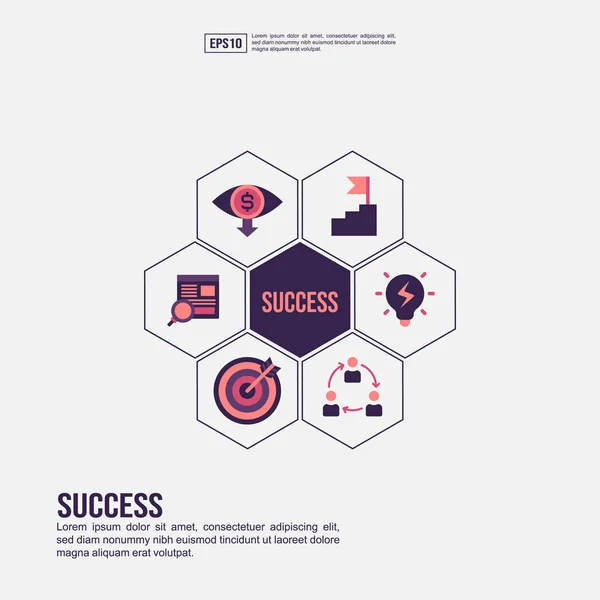 Success concept for presentation, promotion, social media marketing, and more. Minimalist Success infographic with flat icon — Wektor stockowy