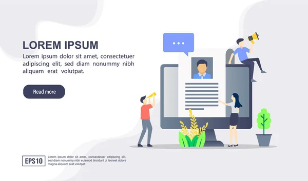 Karakter ile iş işe Vektör illüstrasyon kavramı. Afiş, el ilanı, promosyon, pazarlama malzemesi, online reklam, iş sunumu için modern illüstrasyon kavramsal