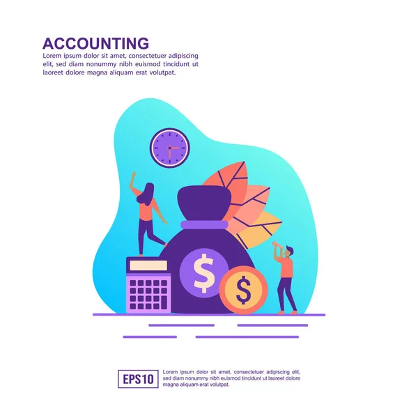 Vector illustration concept of accounting. Modern illustration conceptual for banner, flyer, promotion, marketing material, online advertising, business presentation — Stock Vector