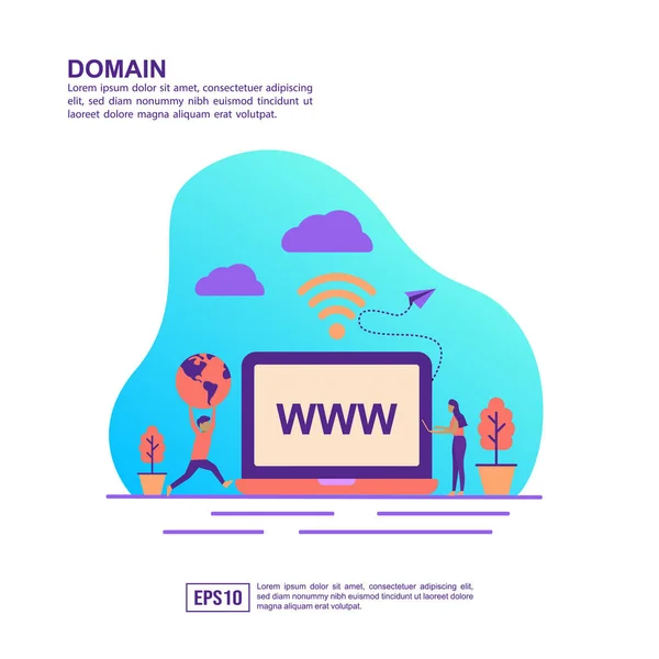 A domain vektorillusztráció fogalma. Modern illusztrációs fogalmi banner, szórólap, promóció, marketing anyagok, online reklám, üzleti prezentáció — Stock Vector