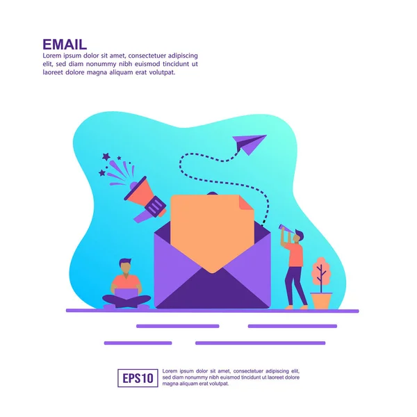 Vector illustration concept of email. Modern illustration conceptual for banner, flyer, promotion, marketing material, online advertising, business presentation — Stock Vector