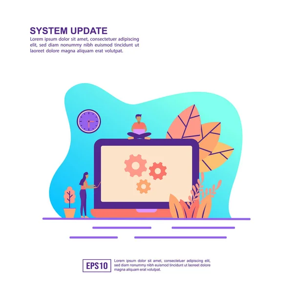 Концепция векторной иллюстрации обновления системы. Современные иллюстрации концептуальные для баннера, флаер, продвижение, маркетинговые материалы, интернет-реклама, бизнес-презентация — стоковый вектор