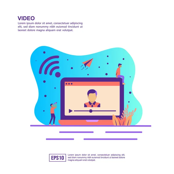 Εικόνα διανυσματικού σχεδίου του βίντεο. Σύγχρονη εικόνα εννοιολογική για πανό, Φέιγ βολάν, προώθηση, υλικό μάρκετινγκ, διαδικτυακή διαφήμιση, επιχειρηματική παρουσίαση — Διανυσματικό Αρχείο