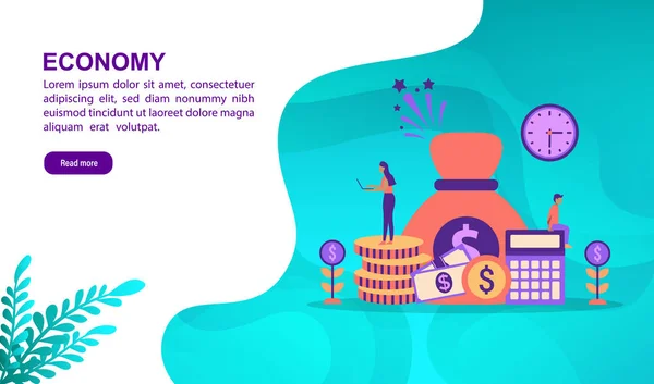 Karakter ile Ekonomi illüstrasyon kavramı. Şablon, afiş, sunum, sosyal medya, poster, reklam, promosyon
