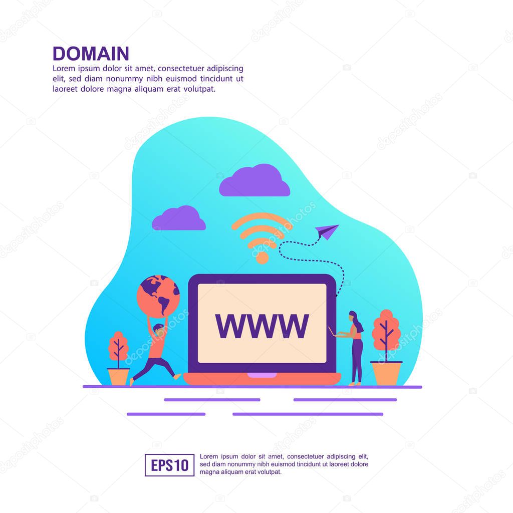 Vector illustration concept of domain. Modern illustration conceptual for banner, flyer, promotion, marketing material, online advertising, business presentation