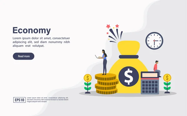 Vector ilustração conceito de economia. Ilustração moderna conceitual para banner, panfleto, promoção, material de marketing, publicidade online, apresentação de negócios — Vetor de Stock