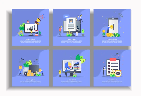 İş, pazarlama stratejisi, iş kiralama, internet bankacılığı, teslimat, yönetim, kontrol listesi için modern düz tasarım şablonları kümesi. Kolay ve özelleştirilen