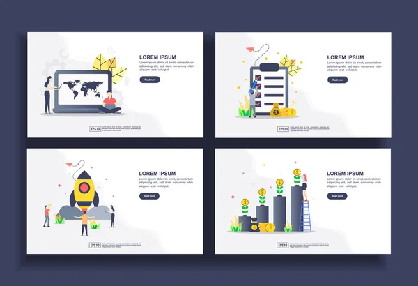 Conjunto de modelos modernos de design plano para negócios, seo, gestão financeira, startup, investimento. Fácil de editar e personalizar. Conceitos modernos de ilustração vetorial para negócios —  Vetores de Stock