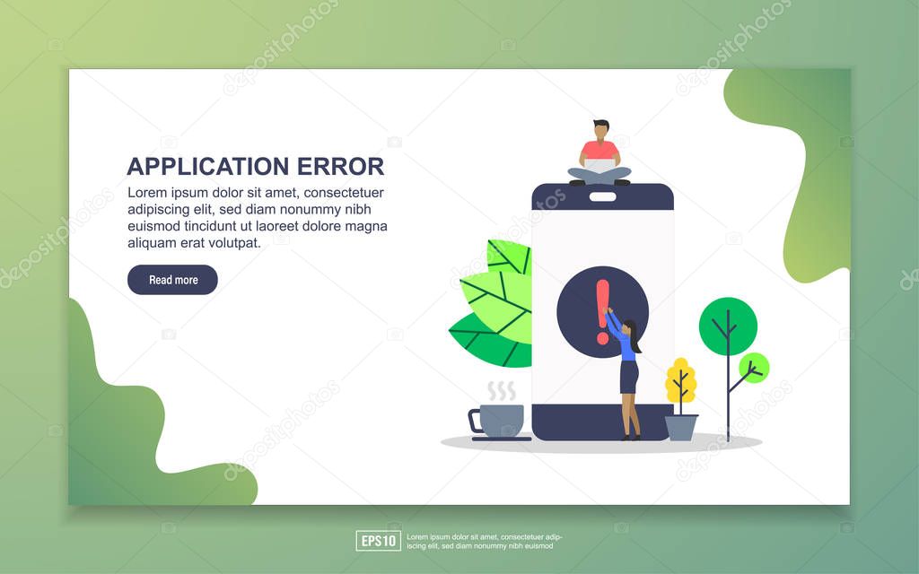 Vector illustration of application error concept with tiny people character. application crash, system update, mobile application.Easy to edit and customize
