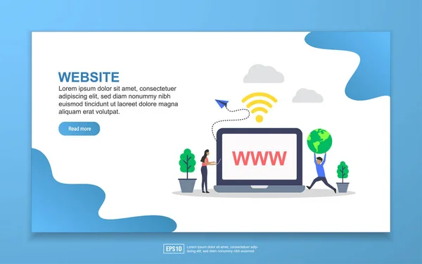 Ilustración vectorial del concepto de sitio web con carácter de gente pequeña. Fácil de editar y personalizar — Archivo Imágenes Vectoriales