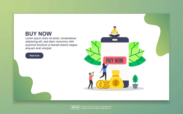 Plantilla de landing page de Buy now. Concepto moderno de diseño plano de diseño de página web para sitio web y sitio web móvil. Fácil de editar y personalizar — Vector de stock