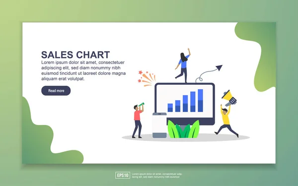 Plantilla de landing page de Gráfico de Ventas. Concepto moderno de diseño plano de diseño de página web para sitio web y sitio web móvil. Fácil de editar y personalizar — Archivo Imágenes Vectoriales