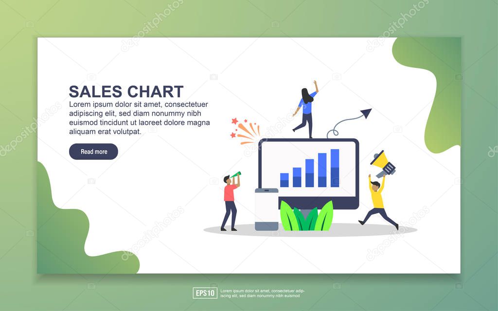 Landing page template of Sales Chart. Modern flat design concept of web page design for website and mobile website. Easy to edit and customize