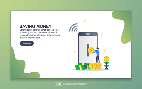 Bestemmingspagina sjabloon voor het besparen van geld. Modern plat ontwerpconcept van webpaginaontwerp voor website en mobiele website. Eenvoudig te bewerken en aan te passen — Stockvector