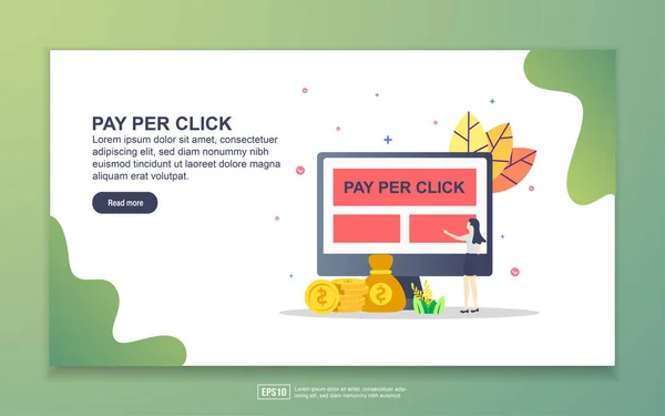 Açılış sayfası tıklama başına ödeme şablonu. Web sitesi ve mobil web sitesi için web sayfası tasarımı Modern düz tasarım kavramı. Kolay ve özelleştirilen