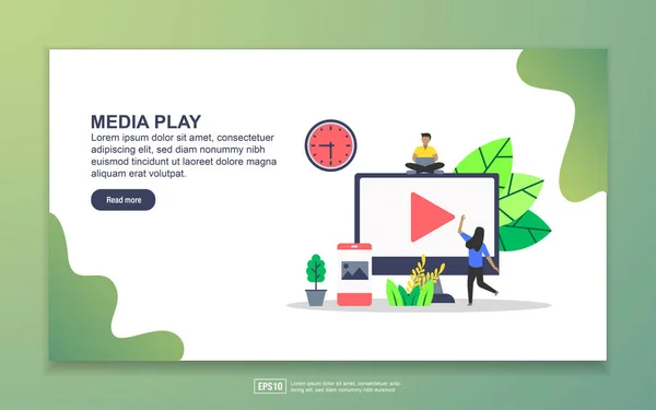 Medya oyununun açılış sayfası şablonu. Web sitesi ve mobil web sitesi için web sayfası tasarımı Modern düz tasarım kavramı. Kolay ve özelleştirilen