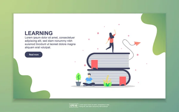 Plantilla de landing page de aprendizaje. Concepto moderno de diseño plano de diseño de página web para sitio web y sitio web móvil. Fácil de editar y personalizar — Archivo Imágenes Vectoriales