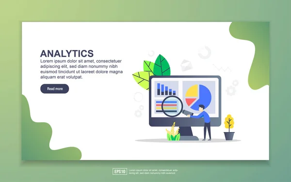 Πρότυπο σελίδας προορισμού του Analytics. Σύγχρονη επίπεδη σχεδιαστική έννοια του σχεδιασμού ιστοσελίδων για την ιστοσελίδα και την κινητή ιστοσελίδα. Εύκολη επεξεργασία και προσαρμογή — Διανυσματικό Αρχείο