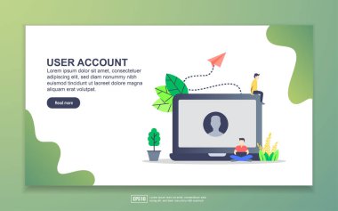 Kullanıcı hesabının açılış sayfası şablonu. Web sitesi ve mobil web sitesi için web sayfası tasarımı Modern düz tasarım kavramı. Kolay ve özelleştirilen.