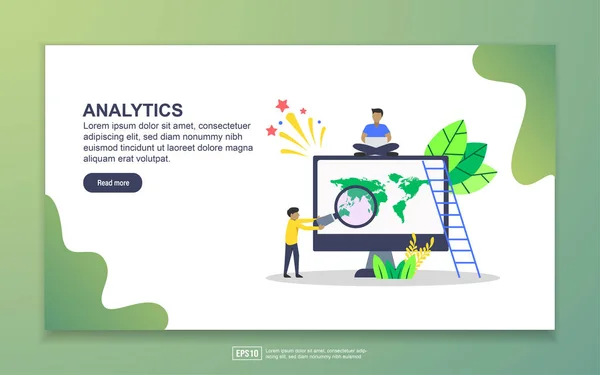 Πρότυπο σελίδας προορισμού του Analytics. Σύγχρονη επίπεδη σχεδιαστική έννοια του σχεδιασμού ιστοσελίδων για την ιστοσελίδα και την κινητή ιστοσελίδα. Εύκολη επεξεργασία και προσαρμογή. — Διανυσματικό Αρχείο
