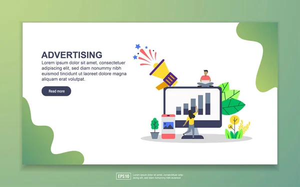Reklam açılış sayfası şablonu. dijital pazarlama, online reklam. Web sitesi ve mobil web sitesi için web sayfası tasarımı Modern düz tasarım kavramı. Kolay ve özelleştirilen.