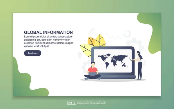 Modelo de landing page de informações globais. conceito de design plano moderno de design de página web para site e site móvel. Fácil de editar e personalizar . —  Vetores de Stock