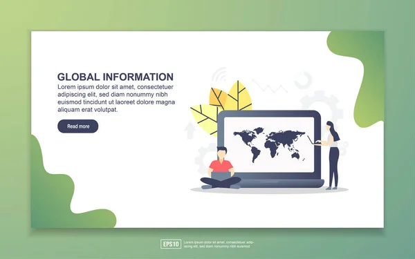 Küresel bilgilerin açılış sayfası şablonu. web sitesi ve mobil web sitesi için web sayfası tasarımı modern düz tasarım kavramı. Kolay ve özelleştirilen.
