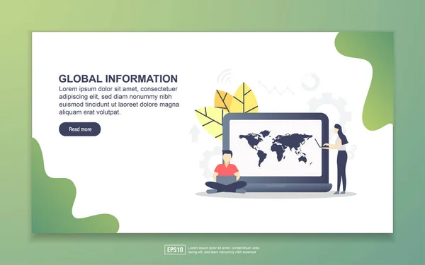 Шаблон посадкової сторінки глобальної інформації. сучасна концепція плоского дизайну веб-сторінки для веб-сайту та мобільного веб-сайту. Простий у редагуванні та налаштуванні . — стоковий вектор