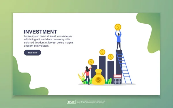Yatırım açılış sayfası şablonu. İnternet sitesi ve mobil web sitesi için Web sayfası tasarımı modern düz tasarım kavramı. Kolay düzenleme ve özelleştirme.