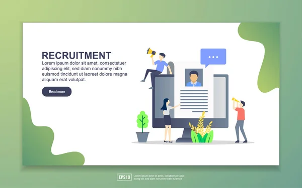 Zielseite Vorlage der Rekrutierung. modernes flaches Designkonzept für die Gestaltung von Webseiten für Webseiten und mobile Webseiten. leicht zu bearbeiten und anzupassen. — Stockvektor