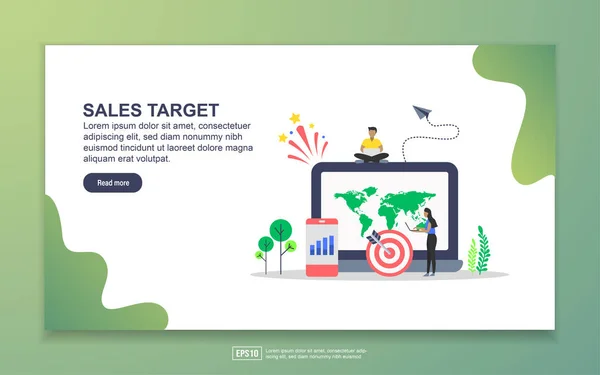 Satış hedefinin açılış sayfası şablonu. Web sitesi ve mobil web sitesi için web sayfası tasarımı Modern düz tasarım kavramı. Kolay ve özelleştirilen.