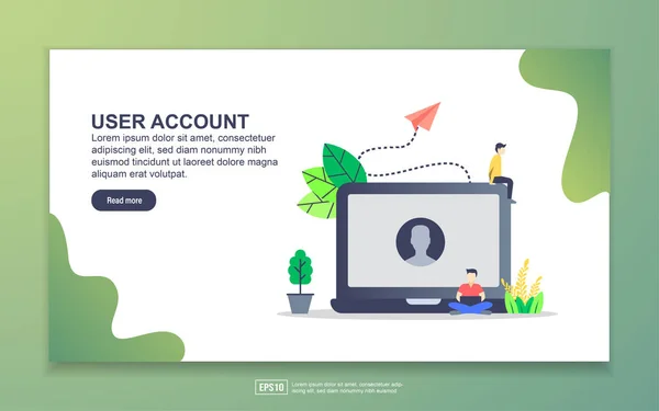 Šablona cílové stránky uživatelského účtu Moderní, plochý koncept návrhu webových stránek pro webové stránky a mobilní webové stránky. Snadné úpravy a úpravy. — Stockový vektor