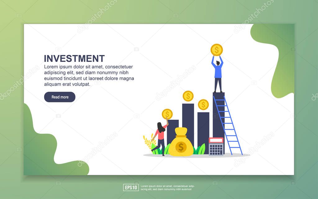 Landing page template of investment. Modern flat design concept of web page design for website and mobile website. Easy to edit and customize.