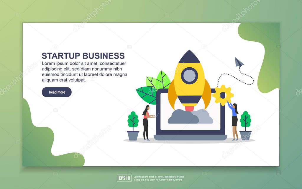 Landing page template of startup business. Modern flat design concept of web page design for website and mobile website. Easy to edit and customize.