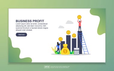 İş kârının açılış sayfası şablonu. Web sitesi ve mobil web sitesi için web sayfası tasarımı Modern düz tasarım kavramı. Kolay ve özelleştirilen.